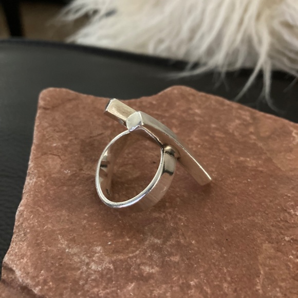 .925 Large Double Bar Sterling Silver Ring - Picture 10 of 14